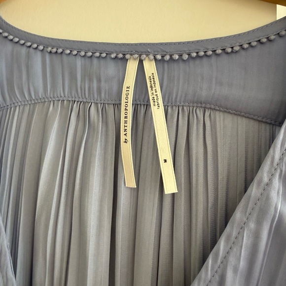 Anthropologie Silky Boho Bohemian Flowy Elegant Blue Women's Top - Picture 5 of 11